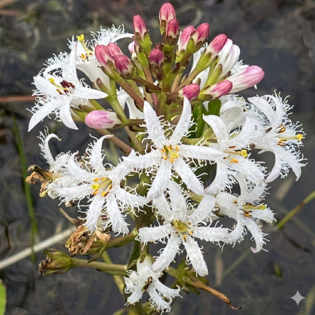 ミツガシワ：花序を横から ／ Bogbean - Inflorescence (side view)