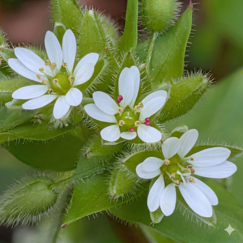 コハコベ: 3輪の花 / Common Chickweed - Three Blooms