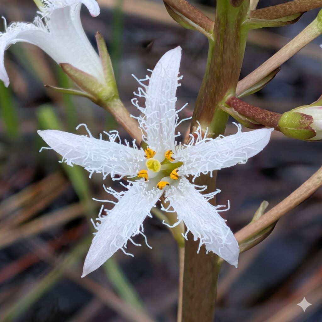 ミツガシワ：花を正面から ／ Bogbean - Front view of flower
