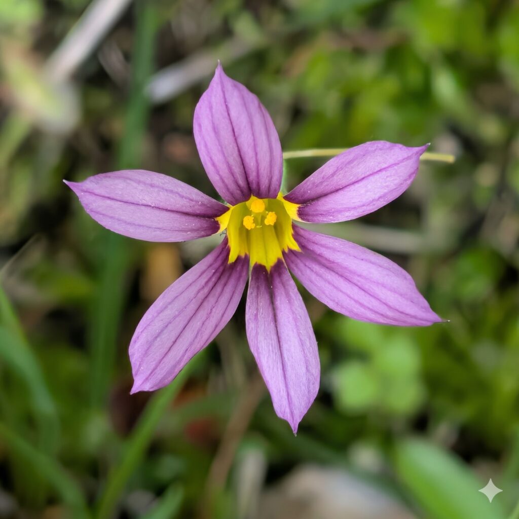 ニワゼキショウ：赤紫色の花 ／ Blue-eyed Grass - Purple flower